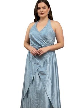 Milano Light Blue Halter Maxi Dress